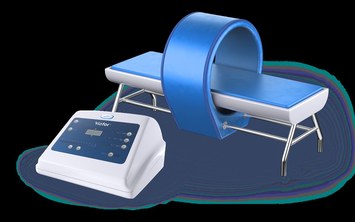 Medical-grade PEMF console, treatment bed, and ring applicator